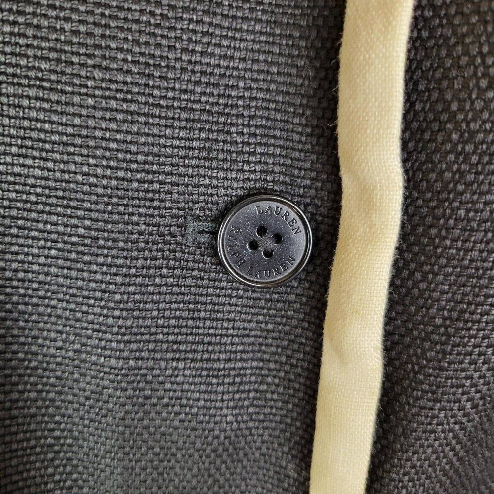 Lauren Ralph Lauren Womens Linen Pockets Blazer Size 14W Black Business Workwear - Picture 2 of 8